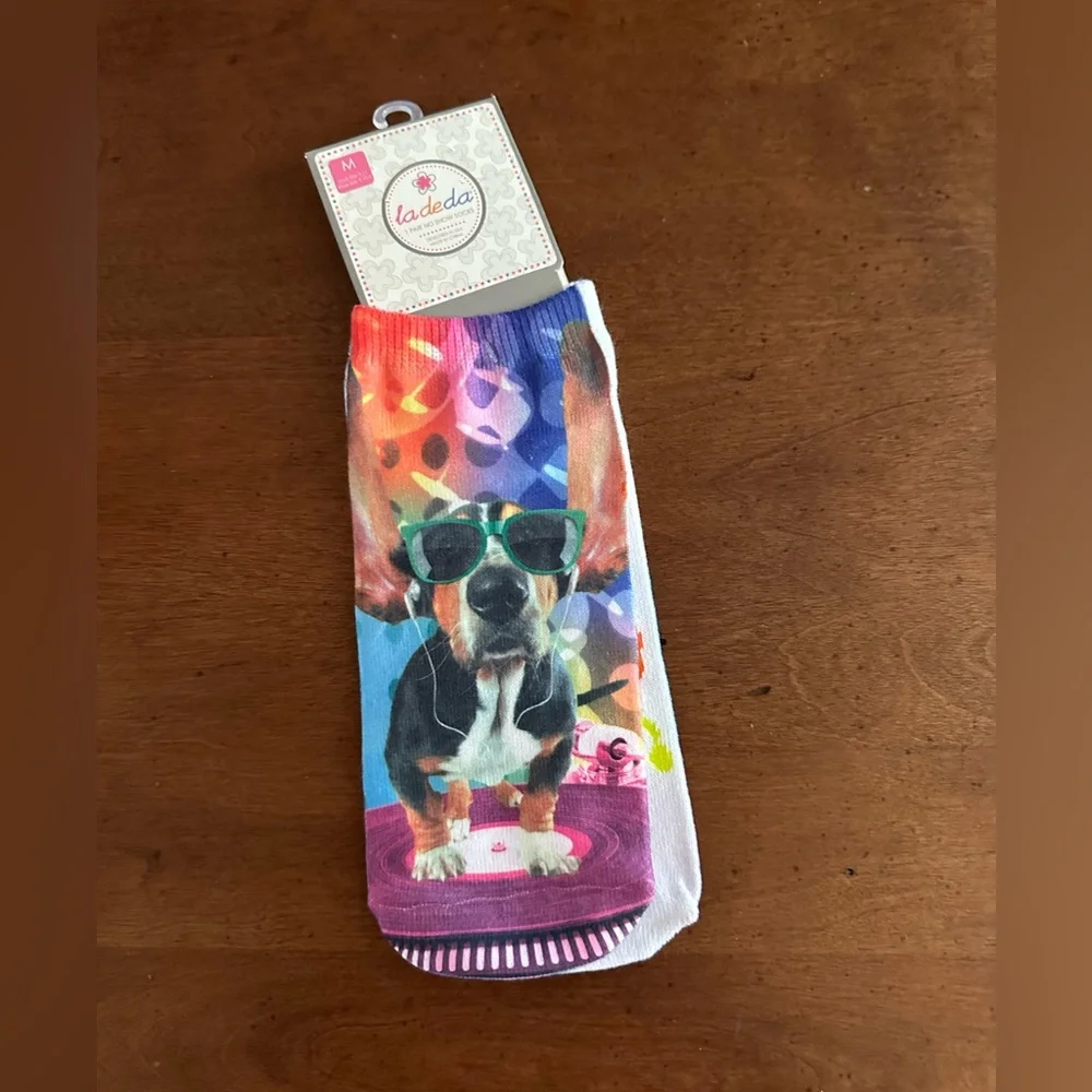 ☀️3/$10 ladeda dog beagle music headphones no show socks ( see description)